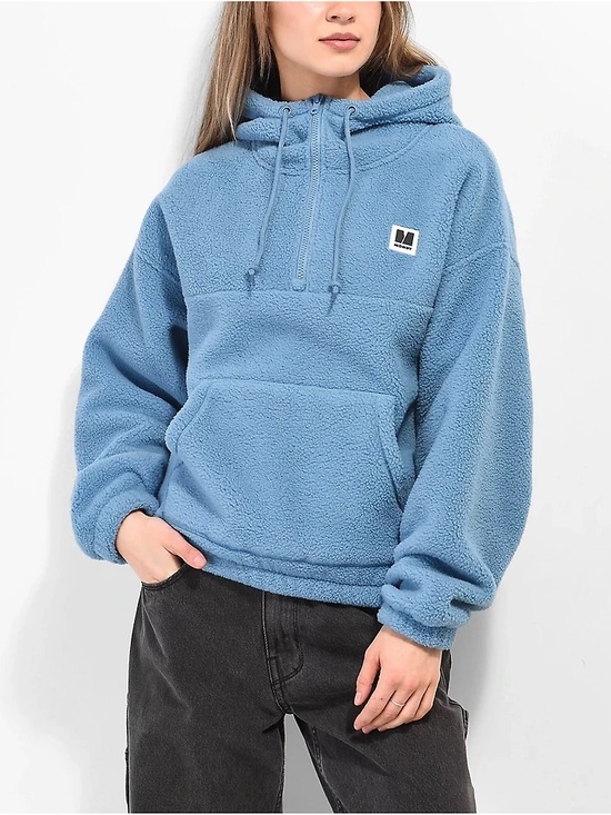 Monet Tops - Monet Skateboards Pozie Blue Tech Fleece Hoodie Pullover Quarter Zip Size Small